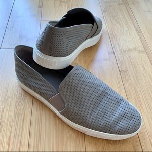 EUC Vince Blair Perforated Leather Slip On Sneakers, Gray (Woodsmoke), Size 8